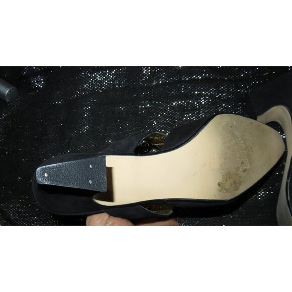 Maria Cristina Black Italian Suede Leather T Strap Pointed Toe Kitten Heels 7.5 - Picture 8 of 11